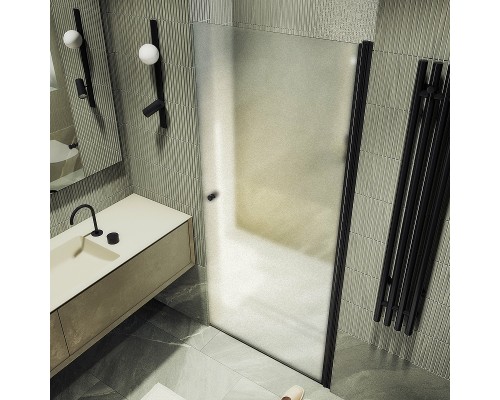 Душевая дверь Maybah Glass MGD-808-6 800x1980 на монопетле Черный стекло сатиновое