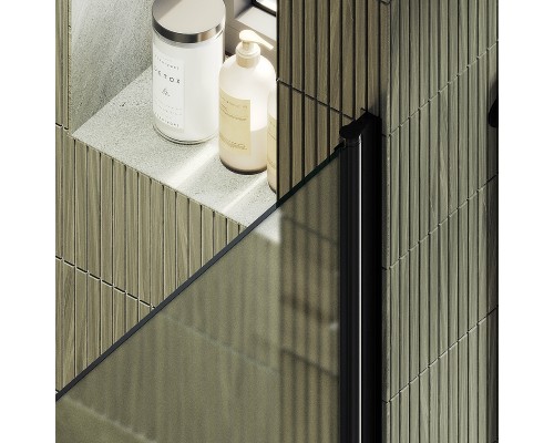 Душевая дверь Maybah Glass MGD-808-6 800x1980 на монопетле Черный стекло сатиновое