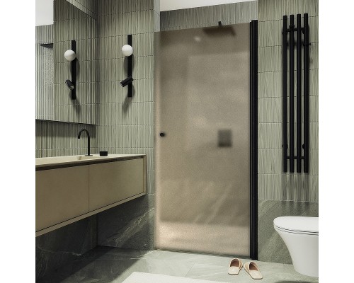 Душевая дверь Maybah Glass MGD-811-6 900x1980 на монопетле Черный стекло бронзовое матовое