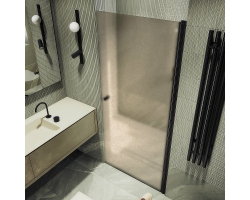 Душевая дверь Maybah Glass MGD-811-6 900x1980 на монопетле Черный стекло бронзовое матовое