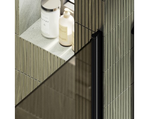 Душевая дверь Maybah Glass MGD-811-6 900x1980 на монопетле Черный стекло бронзовое матовое