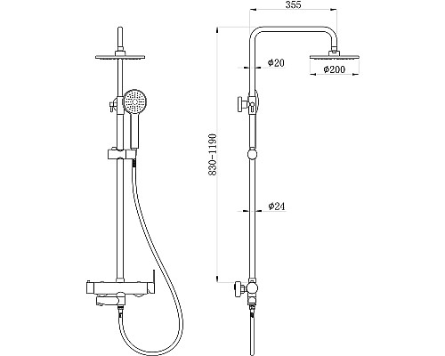 Душевая система beWash BV1MMSS6612 Черная матовая