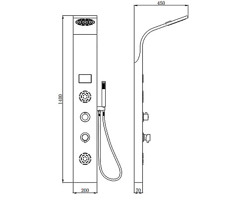 Душевая панель beWash BV4TMSP9776 с гидромассажем Хром