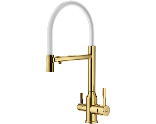 Смеситель для кухни Raglo R81.63.03 Золото матовое Белый