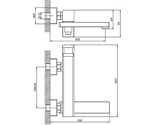 Смеситель для ванны Raglo R30.30.06 Черный матовый