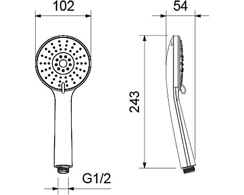 Ручной душ Aquatek Бетта 100 3 jet AQ2009MB Черный матовый