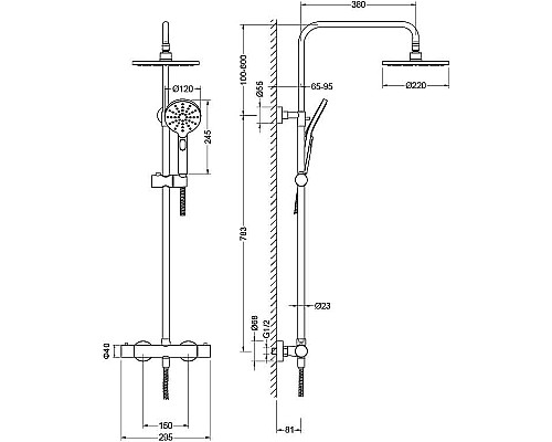 Душевая система Aquatek Европа AQ2343CR с термостатом Хром