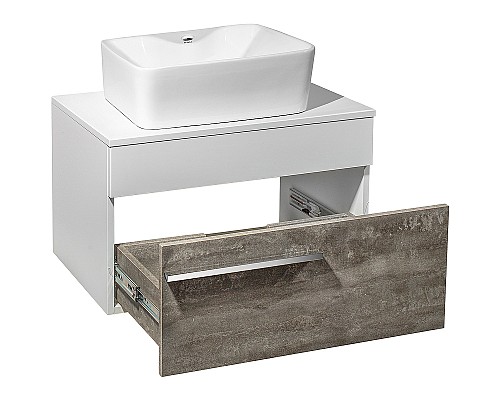 Тумба под раковину Runo Вудлайн 65 00-00001341 подвесная Белая Железный камень