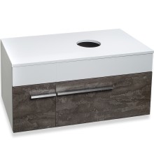 Тумба под раковину Runo Вудлайн 85 00-00001343 подвесная Белая Железный камень