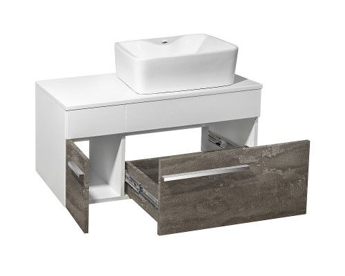 Тумба под раковину Runo Вудлайн 85 00-00001343 подвесная Белая Железный камень