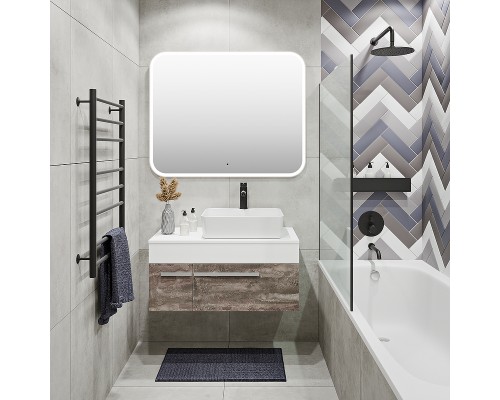 Тумба под раковину Runo Вудлайн 85 00-00001343 подвесная Белая Железный камень