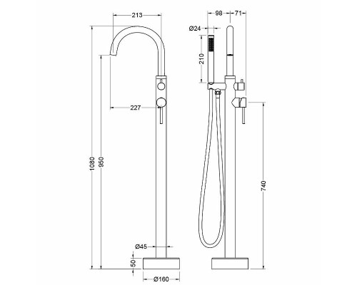 Смеситель для ванны Aquatek Европа AQ1345MB Черный матовый