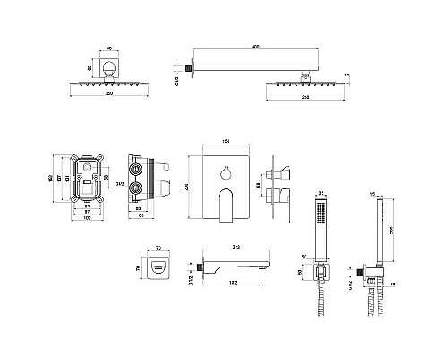Душевая система Aquatek Лира AQ1473MB Черная матовая