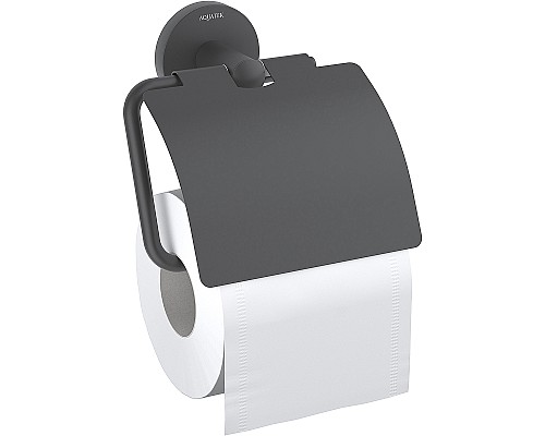 Держатель туалетной бумаги Aquatek Оберон AQ4209MB с крышкой Черный матовый