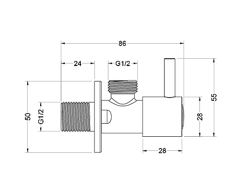 Запорный вентиль Aquatek AQ2451CR угловой Хром