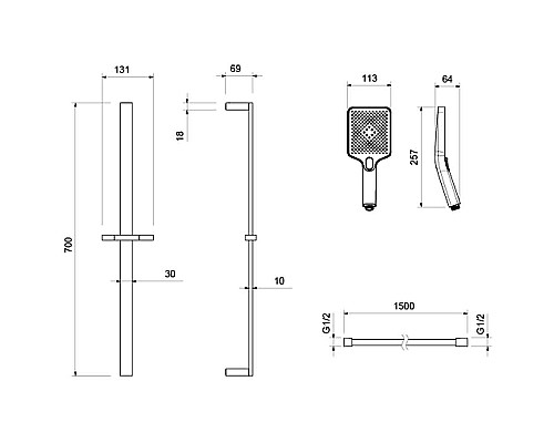Душевой гарнитур Aquatek Либра 3jet  AQ2019MB Черный матовый