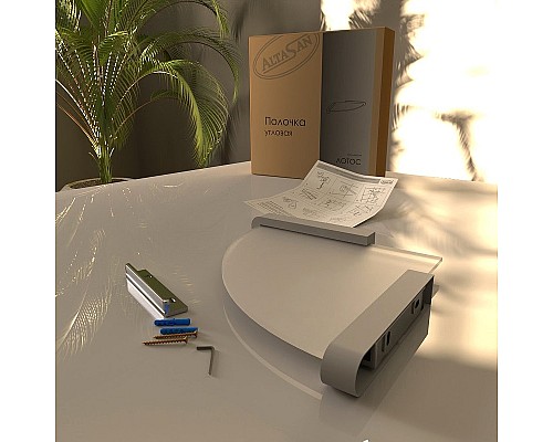 Стеклянная полка Altasan Лотос ЛТ71БМ угловая Белая матовая