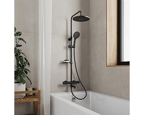 Душевая система Milardo Ideal Spa ILSBLTHM06 с термостатом Черная матовая
