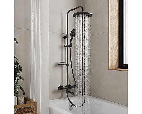 Душевая система Milardo Ideal Spa ILSBLTHM06 с термостатом Черная матовая