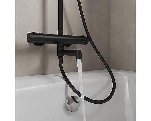 Душевая система Milardo Ideal Spa ILSBLTHM06 с термостатом Черная матовая