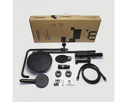 Душевая система Milardo Ideal Spa ILSBLTHM06 с термостатом Черная матовая