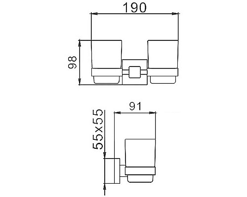 Стакан для зубных щеток Haiba HB8908 двойной Черный матовый