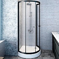 Душевой уголок Radomir Стронг 100x100 1-03-6-0-0-1811 профиль Черный стекло матовое