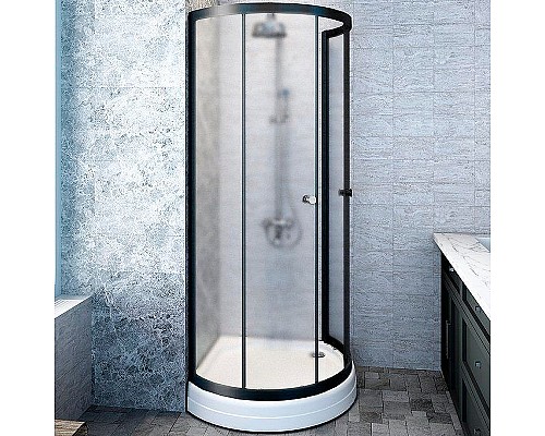 Душевой уголок Radomir Стронг 100x100 1-03-6-0-0-1811 профиль Черный стекло матовое