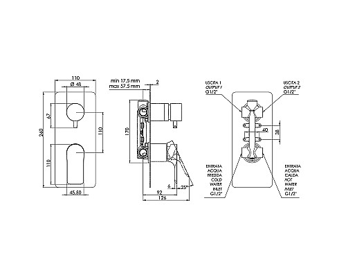 Смеситель для душа Remer Infinity I92NO Черный матовый