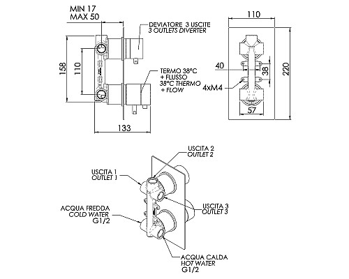 Смеситель для душа Remer Edge EG593CFP Черный брашированный хром
