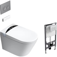 Комплект унитаза биде с инсталляцией Timo TE-751 с сиденьем Микролифт и клавишей смыва Хром