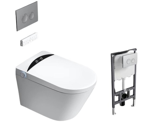 Комплект унитаза биде с инсталляцией Timo TE-751 с сиденьем Микролифт и клавишей смыва Хром