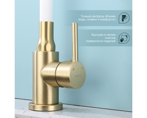 Смеситель для кухни Splenka S201.4408.03 Золото матовое Белый