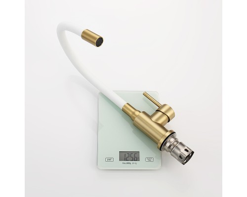 Смеситель для кухни Splenka S201.4408.03 Золото матовое Белый