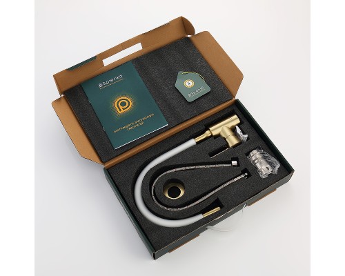 Смеситель для кухни Splenka S201.4408.03 Золото матовое Белый