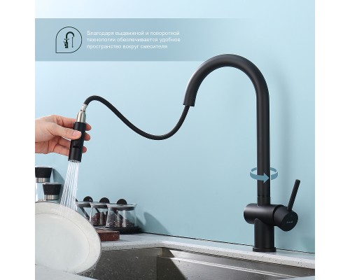 Смеситель для кухни Splenka S204.49.06 Черный матовый