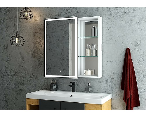 Зеркальный шкаф Bellezza Марта 80 L 4646613022013 с подсветкой Белый