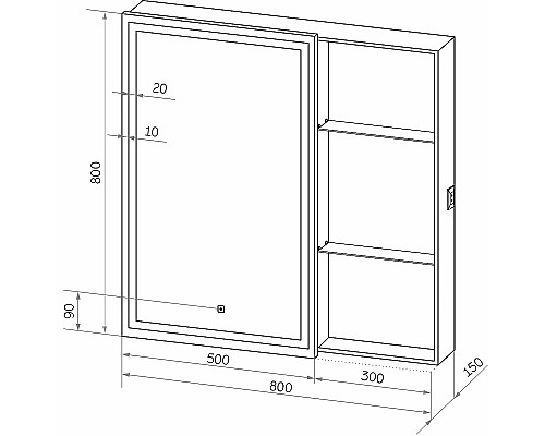 Зеркальный шкаф Bellezza Марта 80 L 4646613022013 с подсветкой Белый