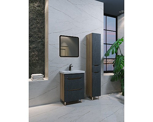 Шкаф пенал Bellezza Слим 30 R 4626502091429 Серый Натуральный дуб