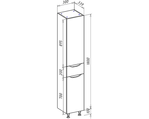 Шкаф пенал Bellezza Слим 30 R 4626502091429 Серый Натуральный дуб