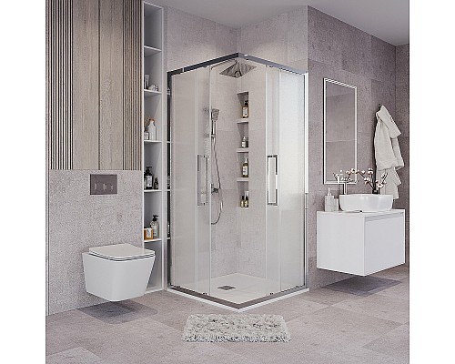 Душевой уголок Grossman Cosmo 80х80 300.K33.02.8080.10.02 профиль Хром стекло шиншилла