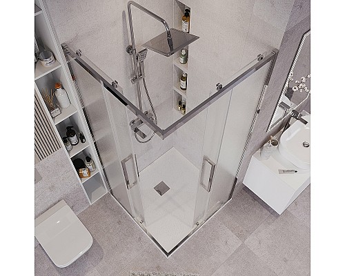 Душевой уголок Grossman Cosmo 80х80 300.K33.02.8080.10.02 профиль Хром стекло шиншилла