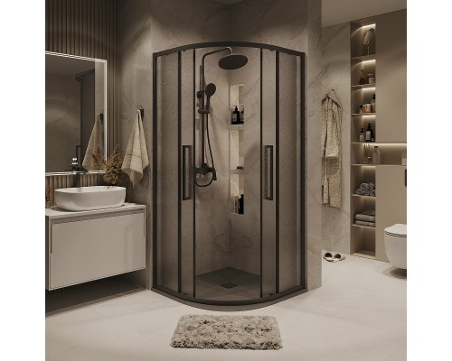 Душевой уголок Grossman Cosmo 90х90 301.K33.02.9090.21.02 профиль Черный матовый стекло шиншилла