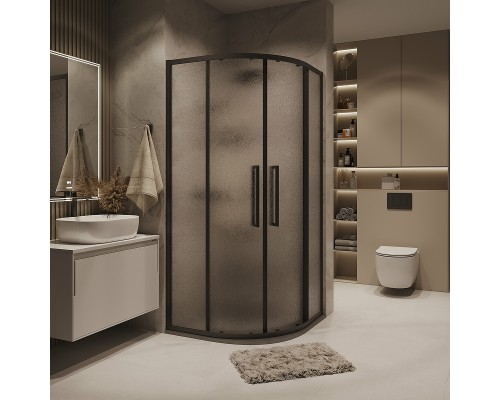 Душевой уголок Grossman Cosmo 90х90 301.K33.02.9090.21.02 профиль Черный матовый стекло шиншилла