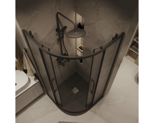 Душевой уголок Grossman Cosmo 90х90 301.K33.02.9090.21.02 профиль Черный матовый стекло шиншилла