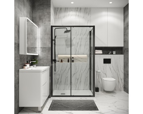 Душевой уголок Grossman Cosmo 100х80 120.K33.02.1080.42.00 профиль Графит сатин стекло прозрачное