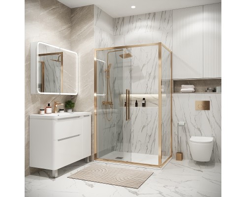 Душевой уголок Grossman Cosmo 120х80 120.K33.02.1280.32.00 профиль Золото сатин стекло прозрачное