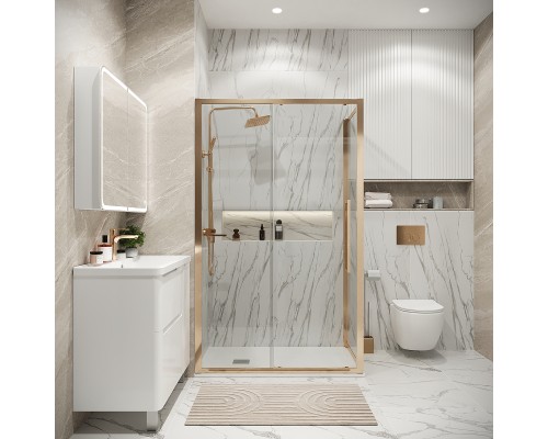 Душевой уголок Grossman Cosmo 120х80 120.K33.02.1280.32.00 профиль Золото сатин стекло прозрачное