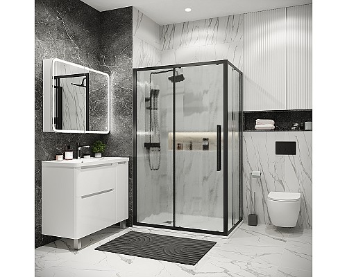 Душевой уголок Grossman Cosmo 100х80 120.K33.02.1080.21.02 профиль Черный матовый стекло шиншилла
