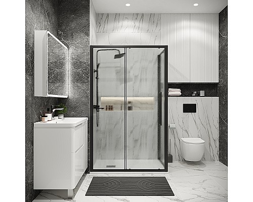 Душевой уголок Grossman Cosmo 100х80 120.K33.02.1080.21.02 профиль Черный матовый стекло шиншилла